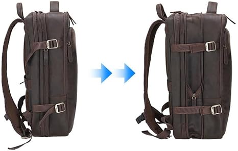 Full Grain Leather Backpack for Men Laptop Bag Business Work Hiking Daypack, 31cm