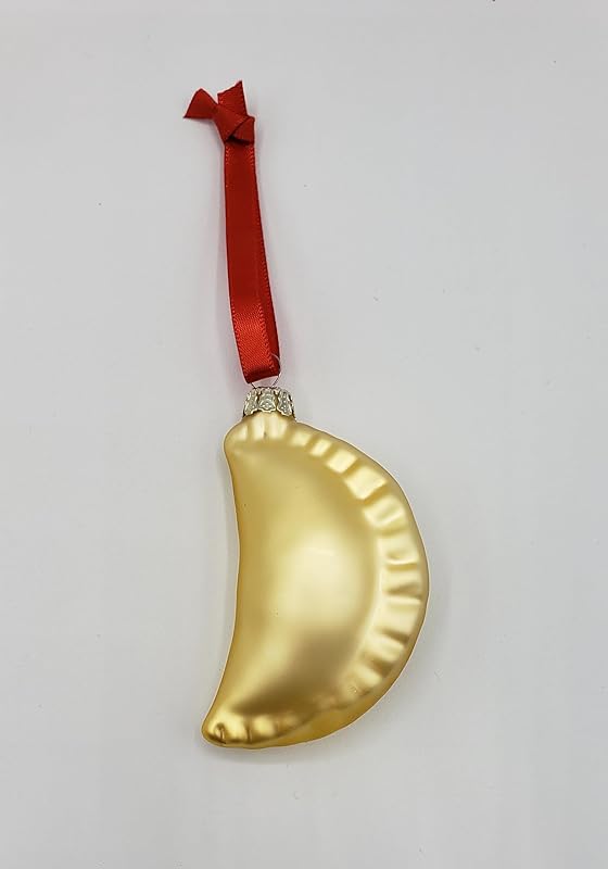 Set of 100 Yellow Gold Glass Pierogi Shaped Christmas Ornament Dumpling Perogy Varenyky Empanada