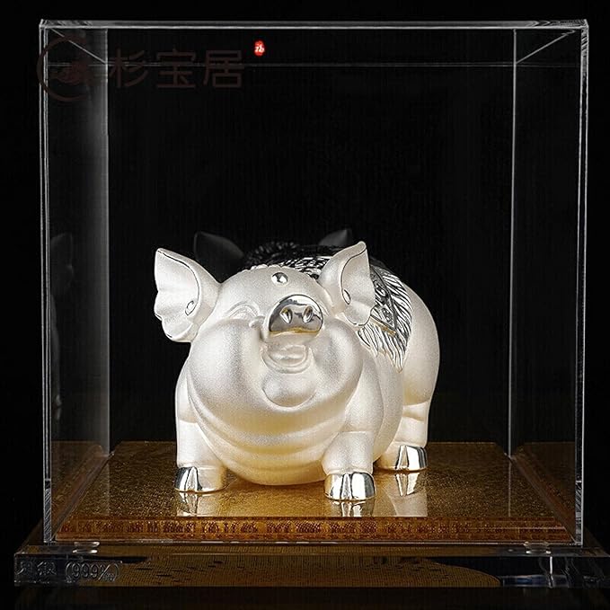 Sterling Silver Ornaments Zodiac Fu Pig Living Room Home Office Desktop Craft Ornaments