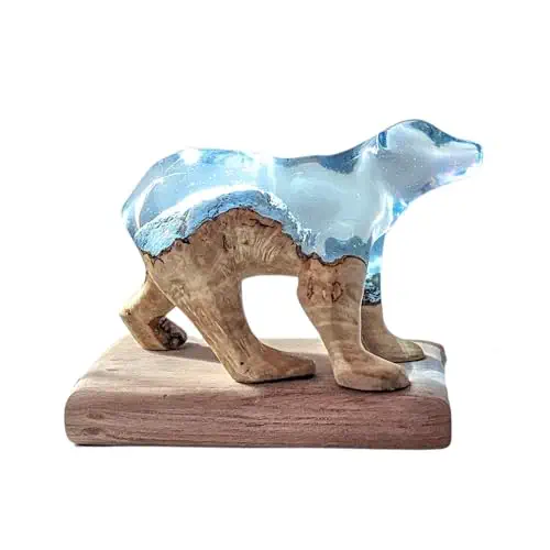 Carving a Bear out of Epoxy Resin and Wood, Epoxy Resin Bear Sculpture, Bear Exotic Statue, Home Decor, Birthday Gifts, Gift for Mom, Epoxy Resin Bear Figurine (13x9x6 inch)