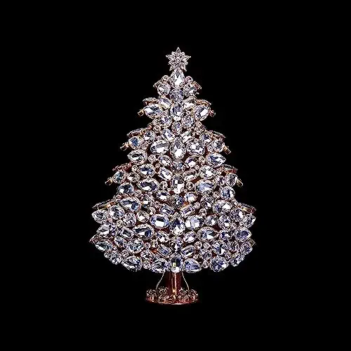 3D Christmas tree (Clear), A table top Christmas decoration. This 3D Christmas tree is handcrafted from crystal clear rhinestones. (Clear)