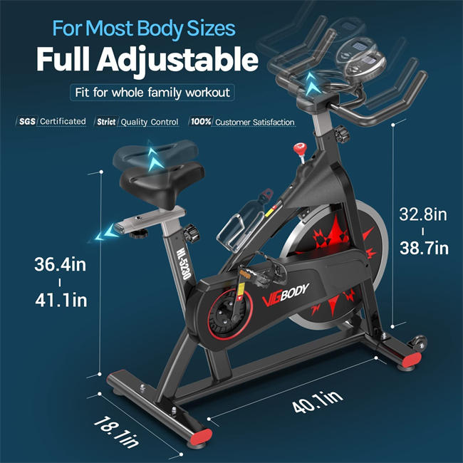 Exercise Bike Indoor Cycling Bike Adjustable Stationary Bicycle for Home Gym Workout Cardio Bikes Upright Bike