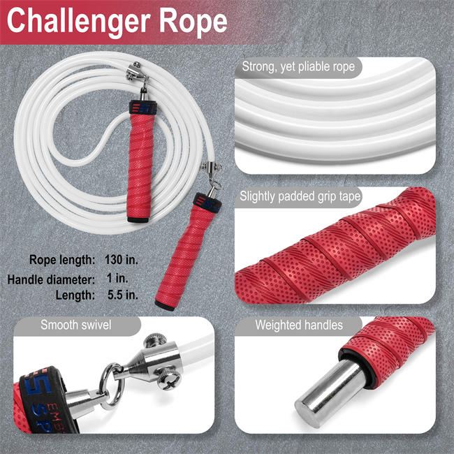 The Challenger Rope - 1lb Weighted Jump Rope for Men & Woman - HIIT, Cardio, Crossfit, Boxing, and Strength Training