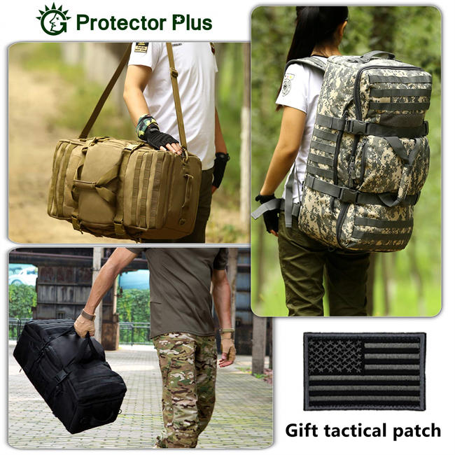 Tactical Travel Backpack 60L Military MOLLE Duffel Bag (Rain Cover & Patch Included)