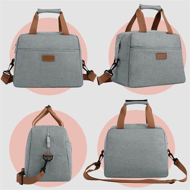 Lunch Bags for Women Adult Insulated Lunch Box with Shoulder Strap Reusable Lunch Tote bag for Work School Travel and Outdoor(Gray)