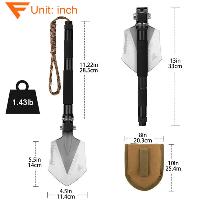 Military Folding Shovel Multitool (C1) - Portable Foldable Survival Tool - Entrenching Backpack Equipment for Hiking Camping Emergency Car - Gifts for Men Dad Husband, Fathers Day