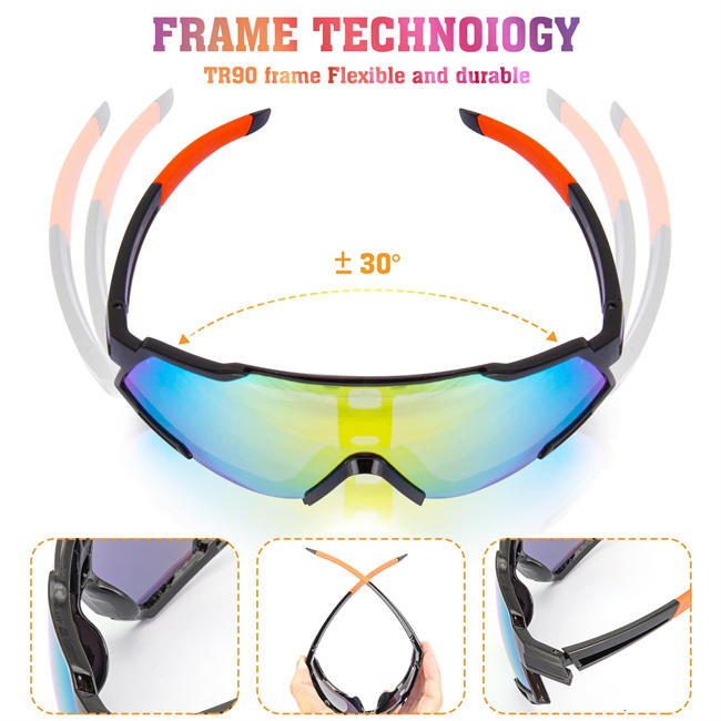 Cycling Glasses, Polarized Sports Sunglasses for Men Women, Fashion Baseball Ski Driving Hiking Golf Bicycle Sunglasses