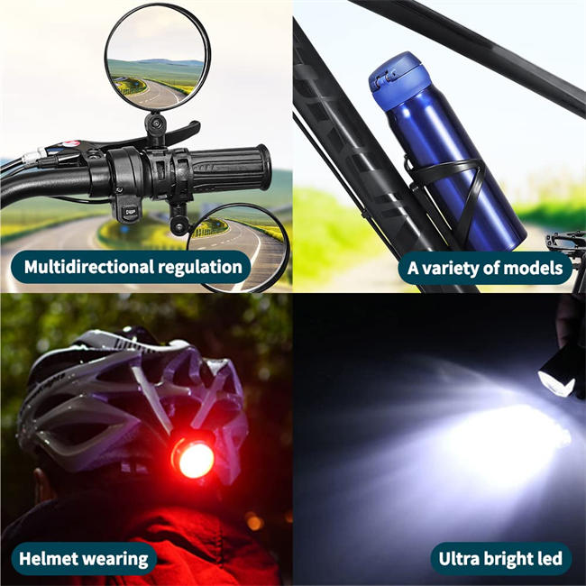 9 Bicycle Accessories, Rechargeable Bicycle Lamp Set, Bicycle Headlights, Bicycle Lock, Bicycle Bag, Bicycle Cup Holder, Bicycle Mirror, Bicycle Bell, Toy Duck